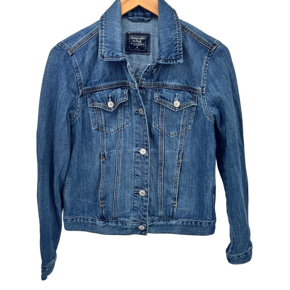 Abercrombie & Fitch Jacket Womens Medium Blue Denim Trucker Classic Button Up